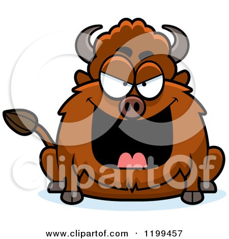 Cartoon of a Mean Chubby Buffalo - Royalty Free Vector Clipart by Cory Thoman