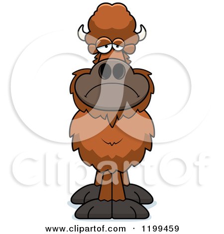 Cartoon of a Depressed Buffalo - Royalty Free Vector Clipart by Cory Thoman