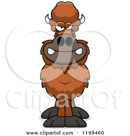 Cartoon of a Mad Buffalo - Royalty Free Vector Clipart by Cory Thoman