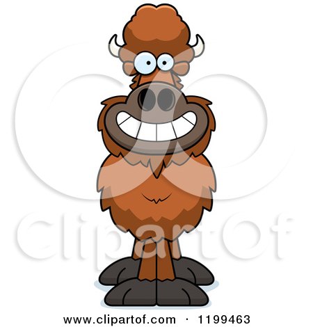 Cartoon of a Grinning Buffalo - Royalty Free Vector Clipart by Cory Thoman