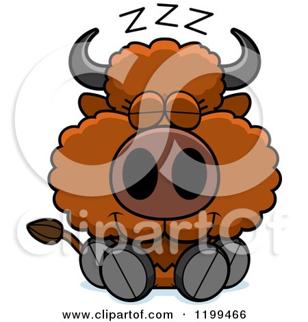 Cartoon of a Cute Sleeping Buffalo Calf - Royalty Free Vector Clipart by Cory Thoman