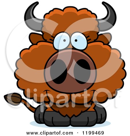 Cartoon of a Cute Happy Buffalo Calf - Royalty Free Vector Clipart by Cory Thoman