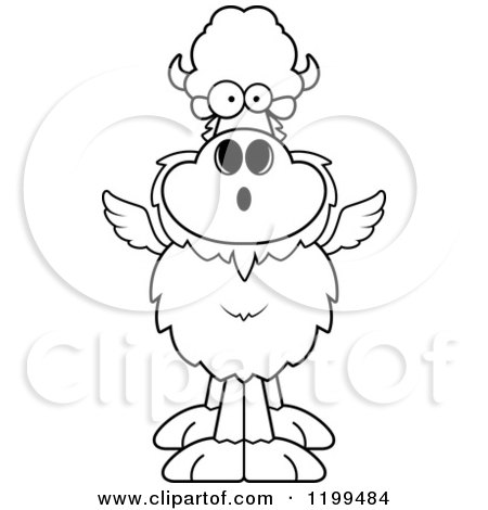 Cartoon of a Black And White Surprised Winged Buffalo - Royalty Free Vector Clipart by Cory Thoman