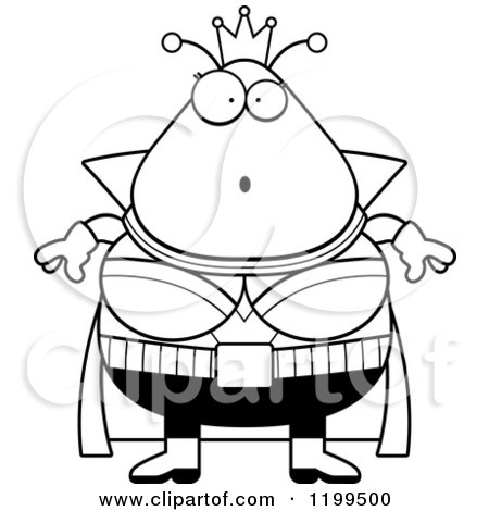 Cartoon of a Black And White Surprised Martian Queen - Royalty Free Vector Clipart by Cory Thoman