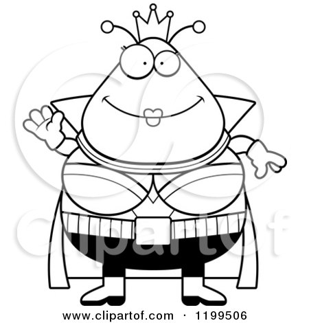 Cartoon of a Black And White Friendly Waving Martian Queen - Royalty Free Vector Clipart by Cory Thoman