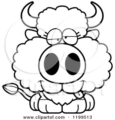 Cartoon of a Black And White Drunk Buffalo Calf - Royalty Free Vector Clipart by Cory Thoman