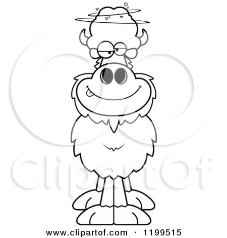 Cartoon of a Black And White Drunk Buffalo - Royalty Free Vector Clipart by Cory Thoman