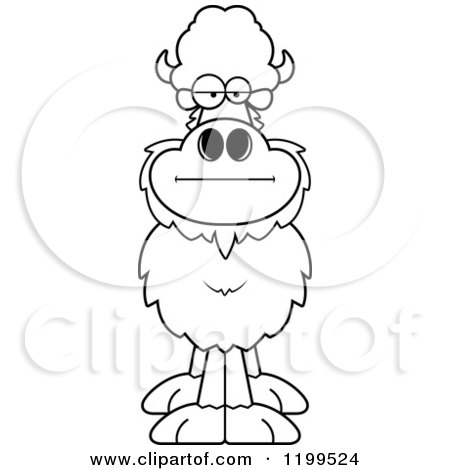 Cartoon of a Black And White Bored Buffalo - Royalty Free Vector Clipart by Cory Thoman