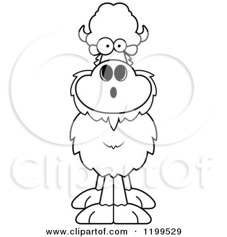 Cartoon of a Black And White Surprised Buffalo - Royalty Free Vector Clipart by Cory Thoman