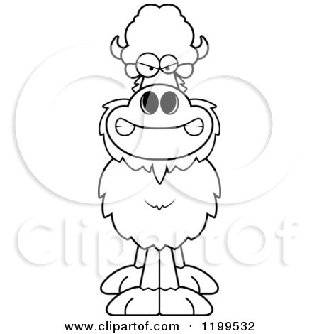 Cartoon of a Black And White Mad Buffalo - Royalty Free Vector Clipart by Cory Thoman
