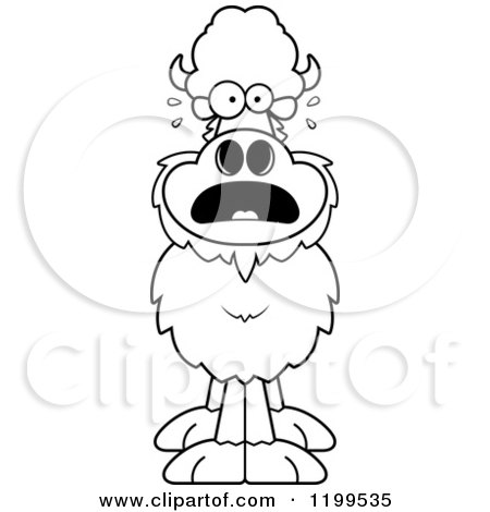 Cartoon of a Black And White Scared Buffalo - Royalty Free Vector Clipart by Cory Thoman