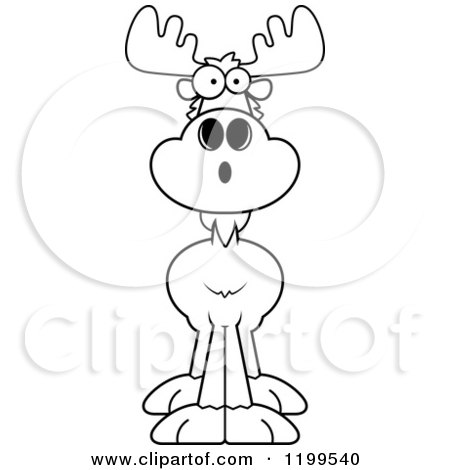 Cartoon of a Black and White Surprised Moose - Royalty Free Vector Clipart by Cory Thoman