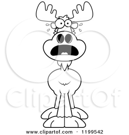 Cartoon of a Black and White Scared Moose - Royalty Free Vector Clipart by Cory Thoman