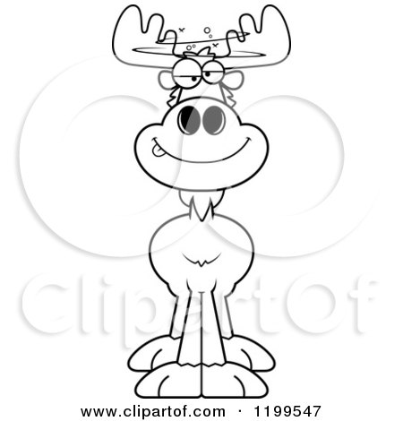 Cartoon of a Black and White Drunk Moose - Royalty Free Vector Clipart by Cory Thoman