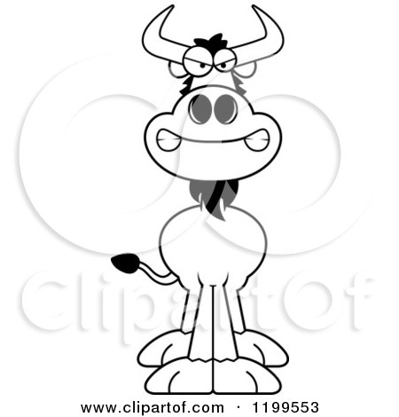 Cartoon of a Black And White Mad Wildebeest - Royalty Free Vector Clipart by Cory Thoman