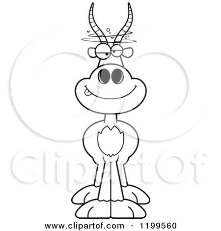 Cartoon of a Black And White Drunken Antelope - Royalty Free Vector Clipart by Cory Thoman