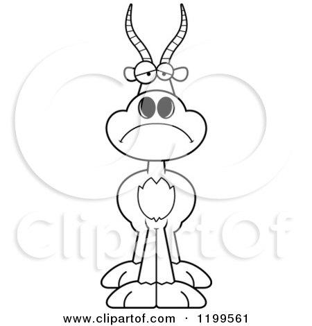 Cartoon of a Black And White Depressed Antelope - Royalty Free Vector Clipart by Cory Thoman