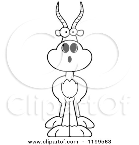 Cartoon of a Black And White Surprised Antelope - Royalty Free Vector Clipart by Cory Thoman