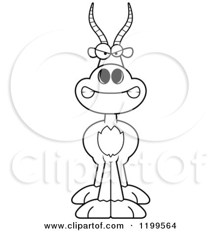 Cartoon of a Black And White Mad Antelope - Royalty Free Vector Clipart by Cory Thoman