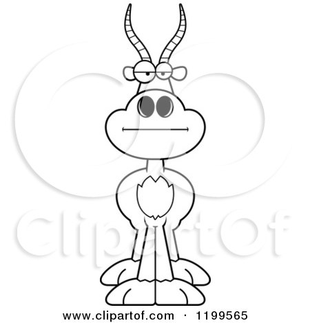 Cartoon of a Black And White Bored Antelope - Royalty Free Vector Clipart by Cory Thoman