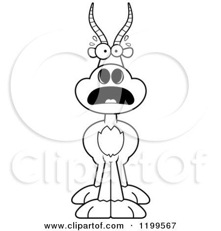 Cartoon of a Black And White Scared Antelope - Royalty Free Vector Clipart by Cory Thoman