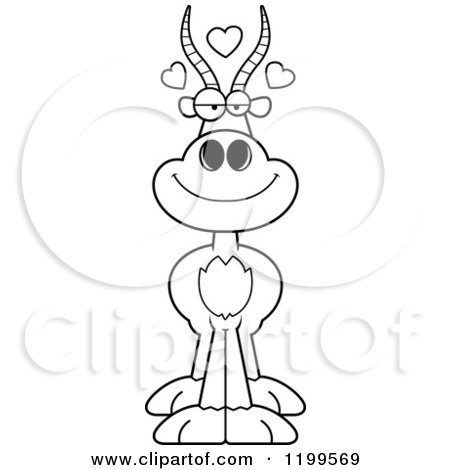 Cartoon of a Black And White Loving Antelope with Hearts - Royalty Free Vector Clipart by Cory Thoman