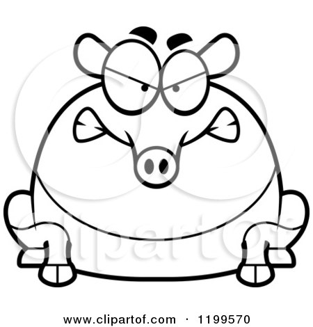 Cartoon of a Black And White Mad Chubby Tapir - Royalty Free Vector Clipart by Cory Thoman