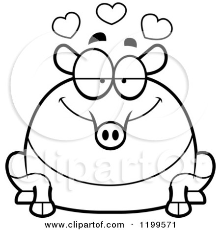 Cartoon of a Black And White Loving Chubby Tapir with Hearts - Royalty Free Vector Clipart by Cory Thoman