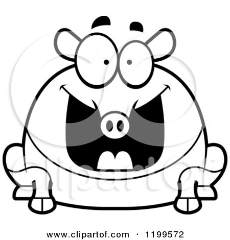 Cartoon of a Black And White Grinning Excited Chubby Tapir - Royalty Free Vector Clipart by Cory Thoman