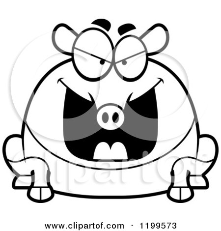 Cartoon of a Black And White Mean Chubby Tapir - Royalty Free Vector Clipart by Cory Thoman