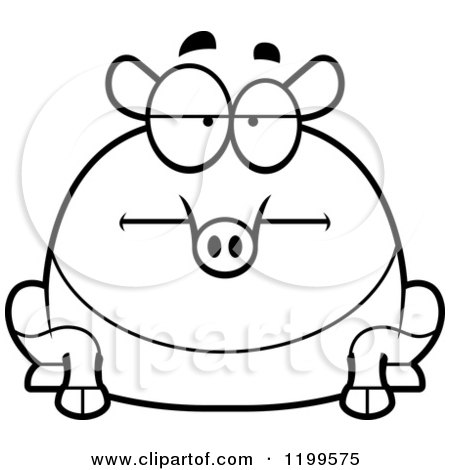 Cartoon of a Black And White Bored Chubby Tapir - Royalty Free Vector Clipart by Cory Thoman