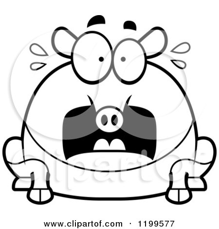 Cartoon of a Black And White Scared Chubby Tapir - Royalty Free Vector Clipart by Cory Thoman