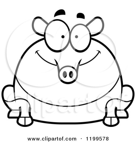 Cartoon of a Black And White Happy Chubby Tapir - Royalty Free Vector Clipart by Cory Thoman