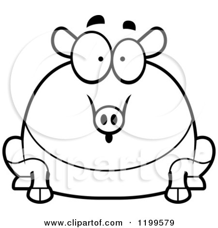 Cartoon of a Black And White Surprised Chubby Tapir - Royalty Free Vector Clipart by Cory Thoman