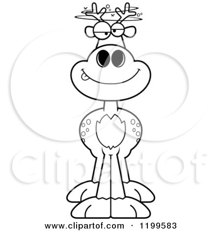 Cartoon of a Black And White Drunk Deer - Royalty Free Vector Clipart by Cory Thoman
