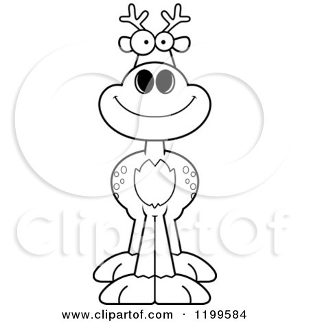 Cartoon of a Black And White Happy Smiling Deer - Royalty Free Vector Clipart by Cory Thoman