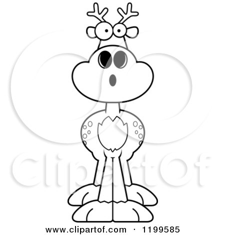 Cartoon of a Black And White Surprised Deer - Royalty Free Vector Clipart by Cory Thoman