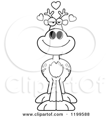 Cartoon of a Black And White Loving Deer with Hearts - Royalty Free Vector Clipart by Cory Thoman