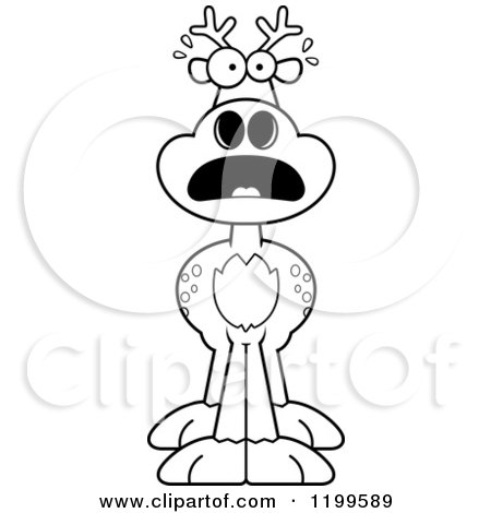 Cartoon of a Black And White Scared Deer - Royalty Free Vector Clipart by Cory Thoman