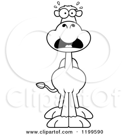 Cartoon of a Black And White Scared Camel - Royalty Free Vector Clipart by Cory Thoman