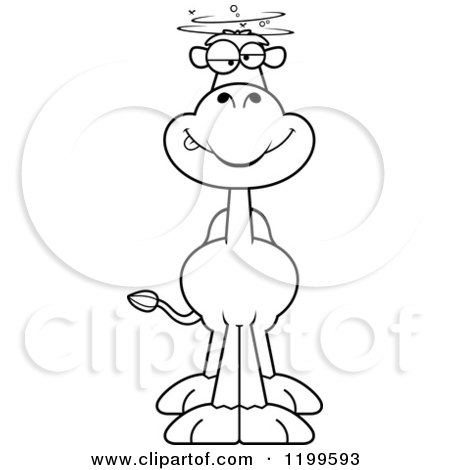 Cartoon of a Black And White Drunk Camel - Royalty Free Vector Clipart by Cory Thoman