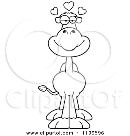 Cartoon of a Black And White Loving Camel with Hearts - Royalty Free Vector Clipart by Cory Thoman