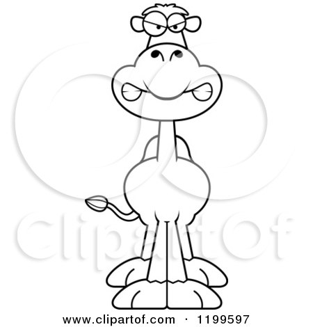Cartoon of a Black And White Mad Camel - Royalty Free Vector Clipart by Cory Thoman