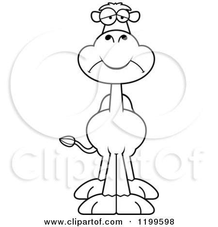 Cartoon of a Black And White Depressed Camel - Royalty Free Vector Clipart by Cory Thoman