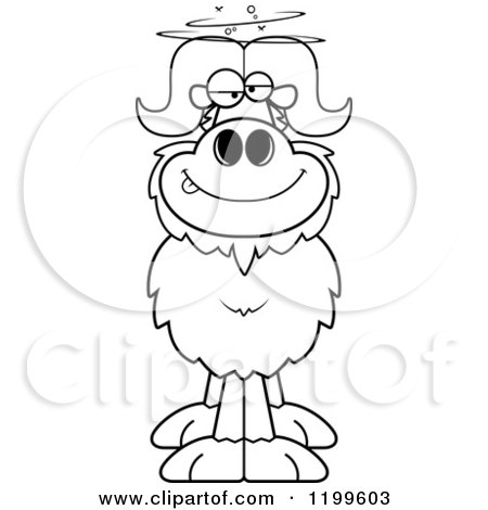Cartoon of a Black And White Drunk Ox - Royalty Free Vector Clipart by Cory Thoman