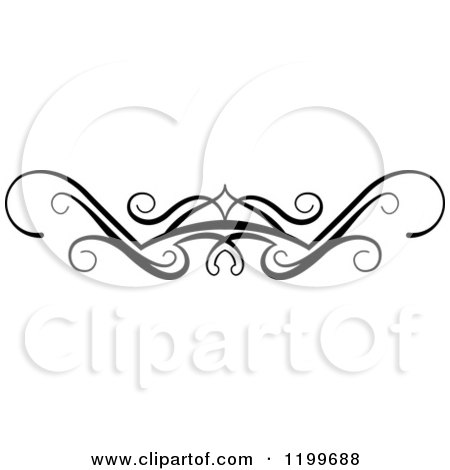 Clipart of a Black and White Swirl Border Flourish Design Element - Royalty Free Vector Illustration by Vector Tradition SM