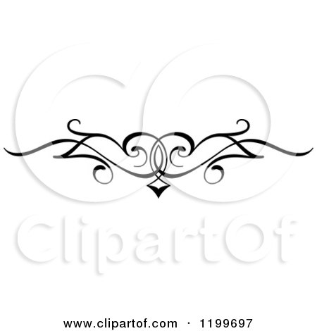 Clipart of a Black and White Swirl Border Flourish Design Element 9 - Royalty Free Vector Illustration by Vector Tradition SM