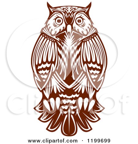 Clipart of a Chubby Brown Owl - Royalty Free Vector Illustration by Vector Tradition SM