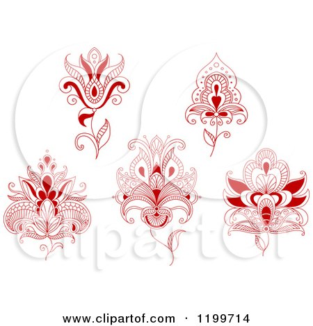 Clipart of Red Henna Flowers 2 - Royalty Free Vector Illustration by Vector Tradition SM
