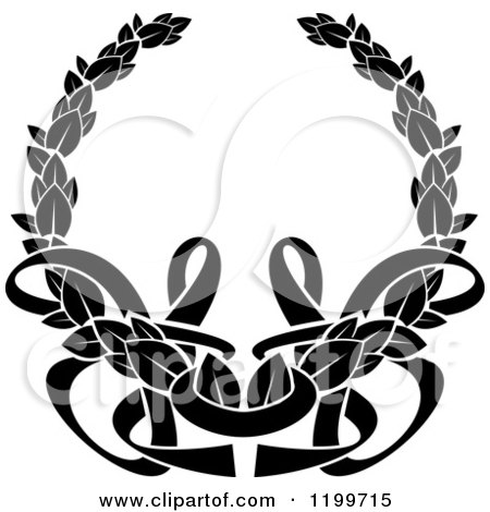 Clipart of a Black Laurel Wreath with Ribbons - Royalty Free Vector Illustration by Vector Tradition SM